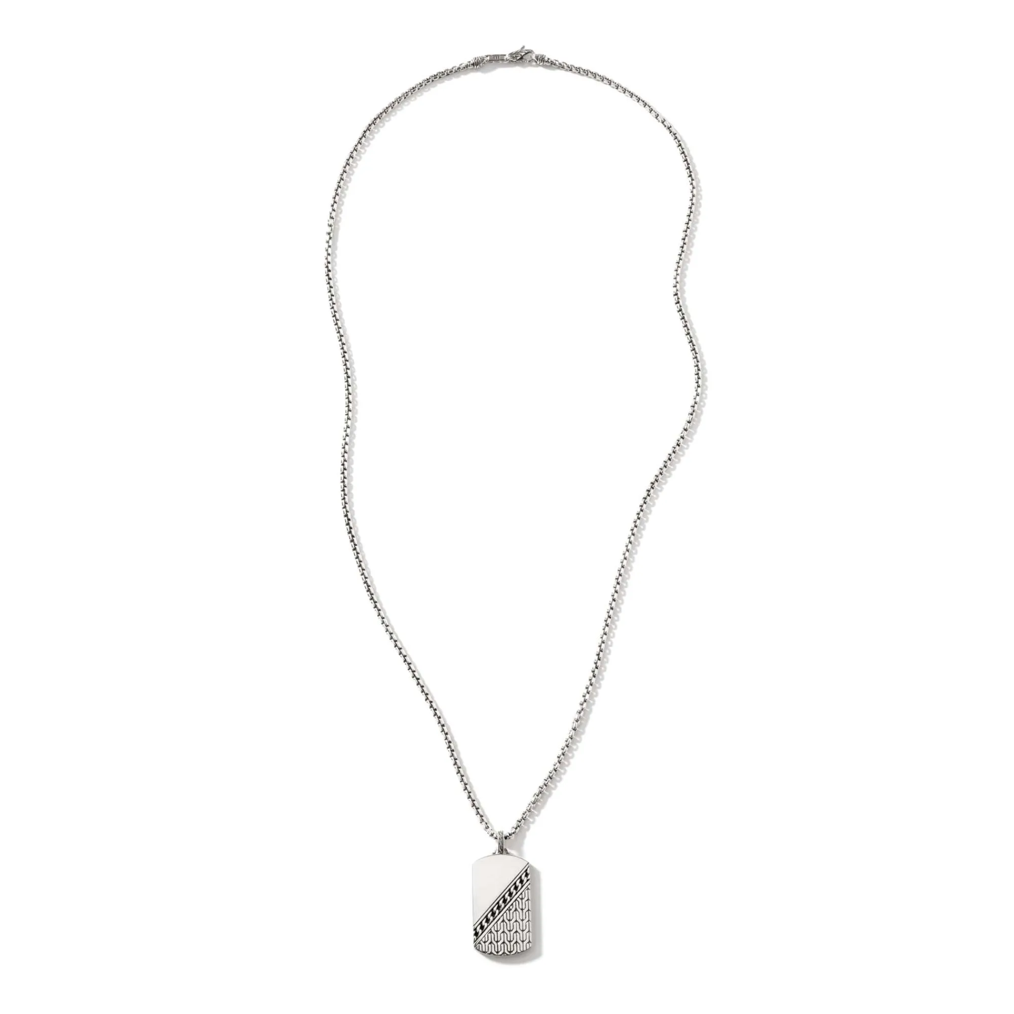 John Hardy Necklaces>Curb Chain Tag Necklace, Sterling Silver