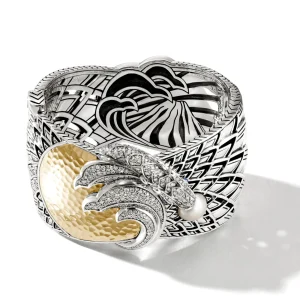Women John Hardy Bracelets>Naga Bangle, Silver, Gold, Diamonds, Pearl