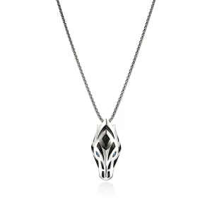 John Hardy Necklaces>Naga Pendant Necklace, Sterling Silver, Blue Sapphire, 2.7MM