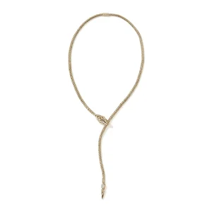 Women John Hardy Necklaces>Naga Y Necklace, Gold, Diamonds, 4.4MM