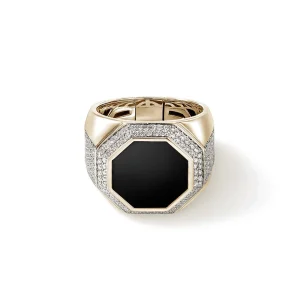 John Hardy Rings>Signet Ring, Gold, Diamonds