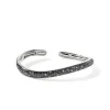 Women John Hardy Bracelets>Surf Hinged Cuff, Sterling Silver, Black Sand Diamond Pavé, Slim