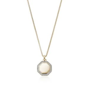 John Hardy Necklaces>Tag Necklace, Gold, Diamonds