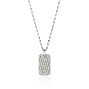 John Hardy Necklaces>Tag Necklace, Sterling Silver, Diamonds, 2MM