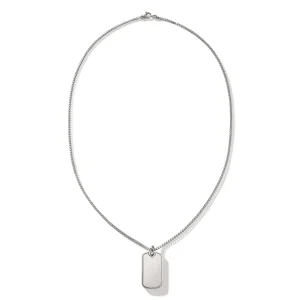 John Hardy Necklaces>Tag Pendant Necklace, Sterling Silver, 2MM